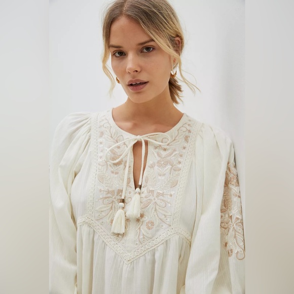 Anthropologie Embroidered Mini Dress (XSP) - Picture 3 of 6